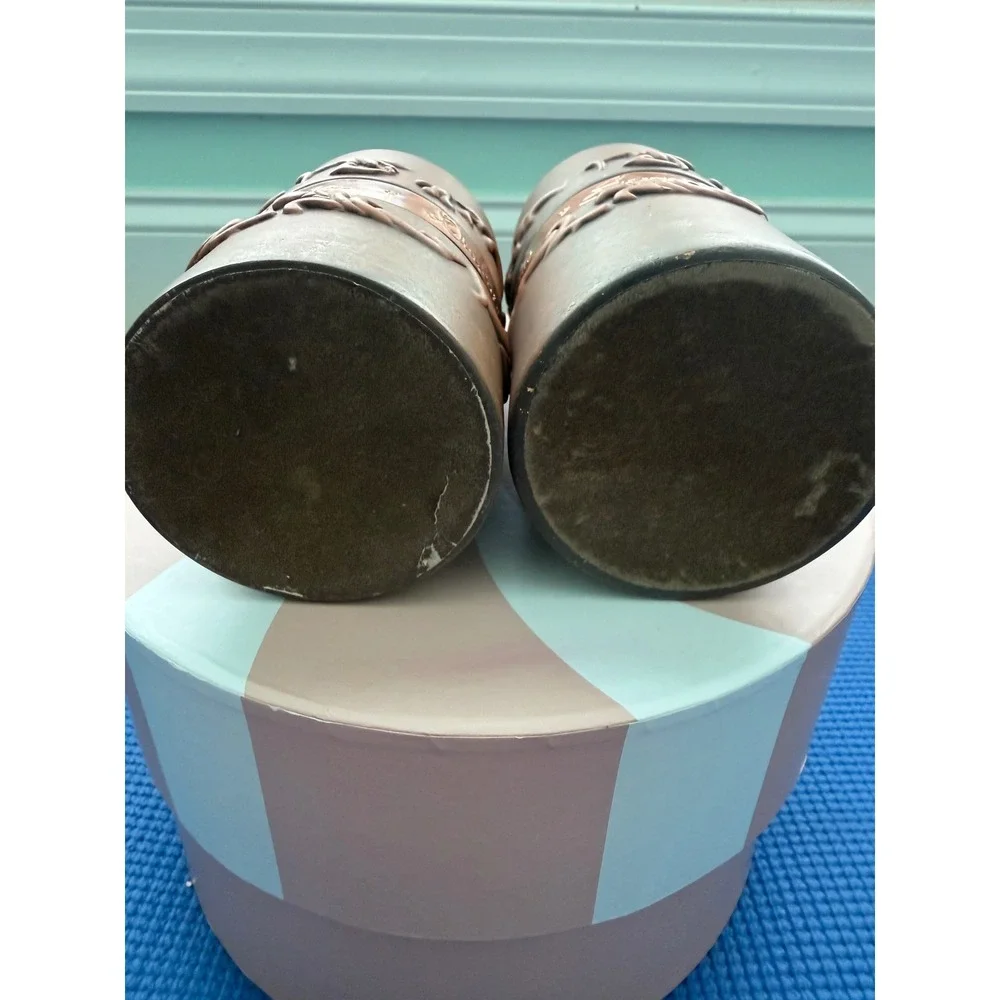 Rustic Faux Wood Pillar Candle Holders Set Daughter & Special Friend Copper Band